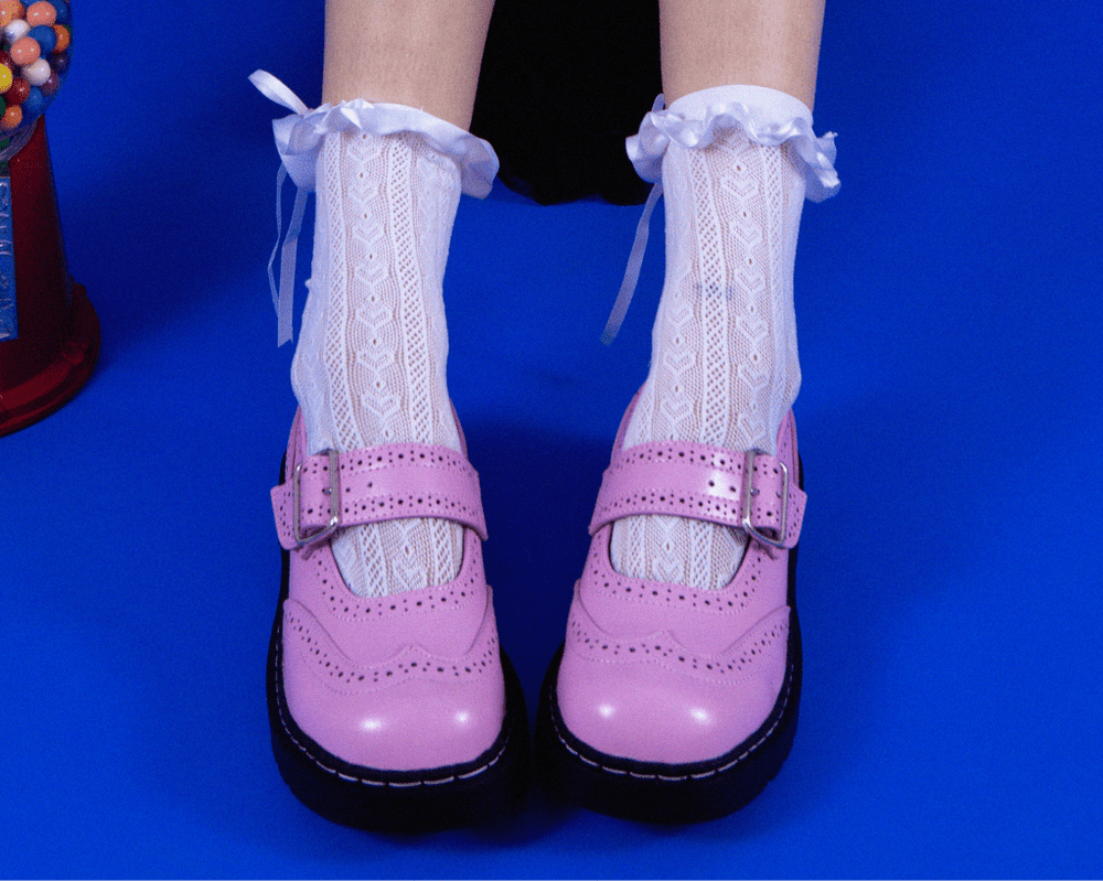 T.U.K. Shoes T2347 Pink Brogue Mary Jane
