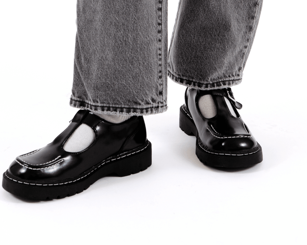T.U.K. Shoes T2346 Black Leather T-Bar Mary Jane