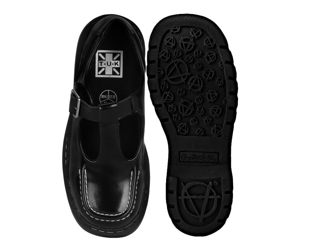 T.U.K. Shoes T2346 Black Leather T-Bar Mary Jane