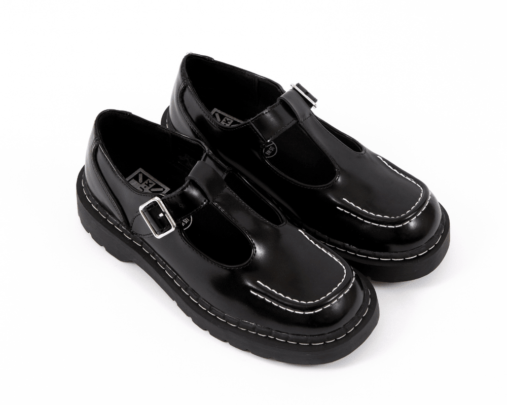 T.U.K. Shoes T2346 Black Leather T-Bar Mary Jane