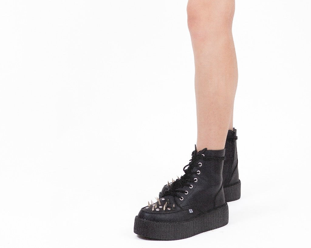 T.U.K. Shoes V3331 Black TUKskin Spiked Viva Mondo Boot