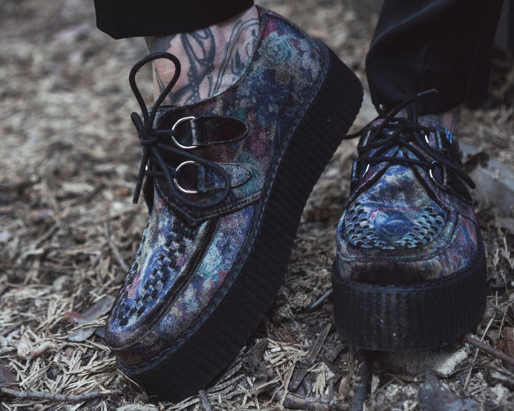 T.U.K. Shoes V3284 Floral Velvet Viva Mondo Creeper