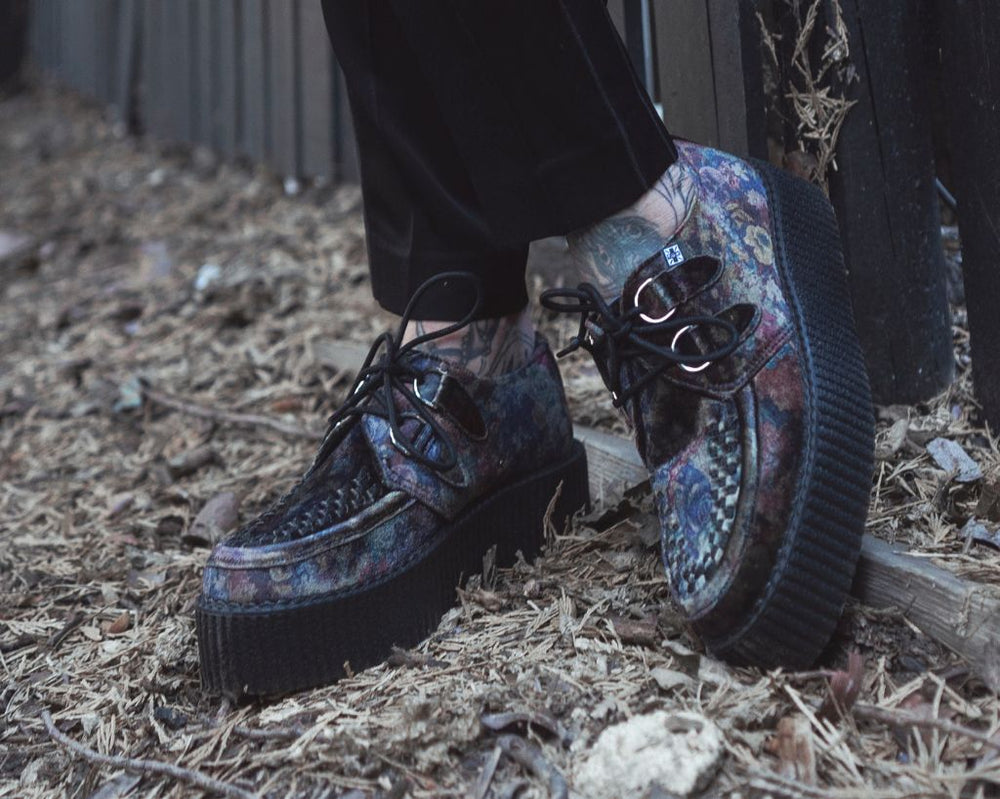 T.U.K. Shoes V3284 Floral Velvet Viva Mondo Creeper