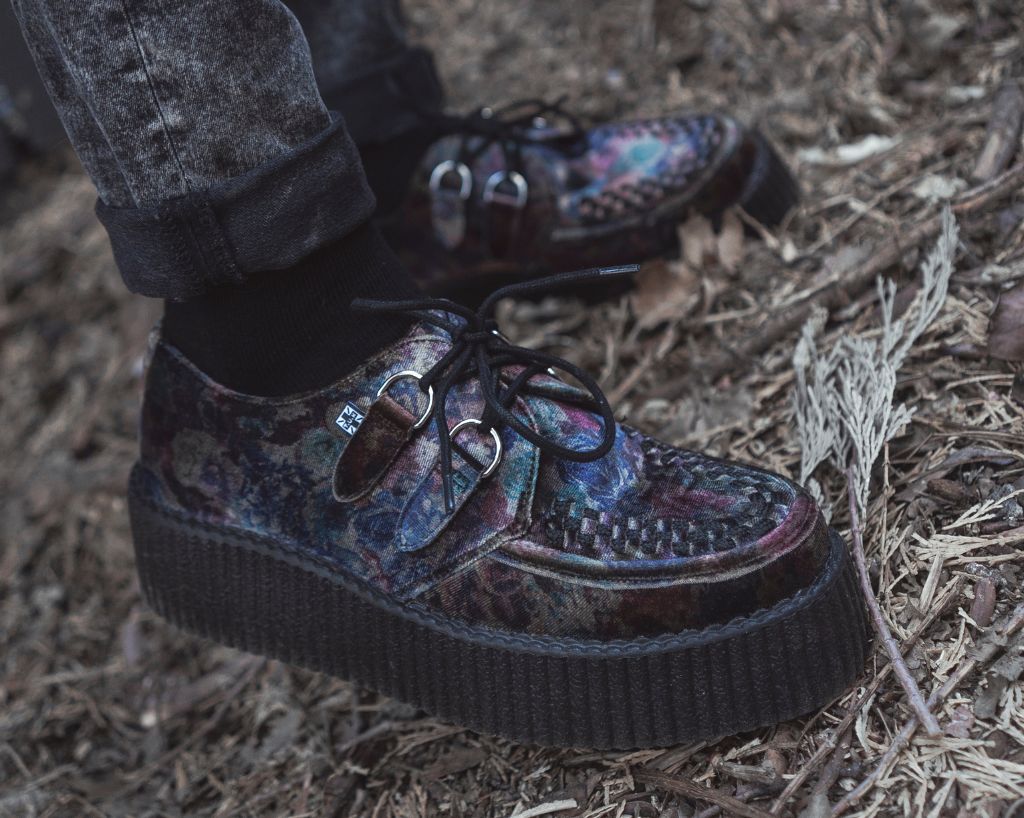 T.U.K. Shoes V3284 Floral Velvet Viva Mondo Creeper