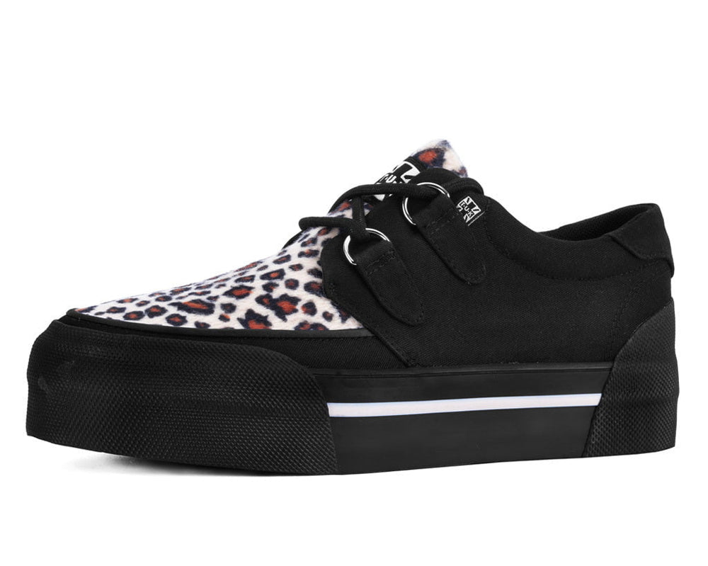 T.U.K. Shoes A3444 Black & Leopard Canvas Platform Creeper Sneaker