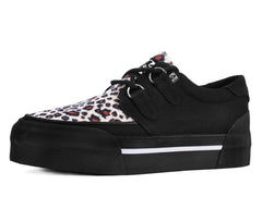 T.U.K. Shoes A3444 Black & Leopard Canvas Platform Creeper Sneaker