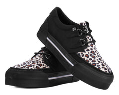 T.U.K. Shoes A3444 Black & Leopard Canvas Platform Creeper Sneaker