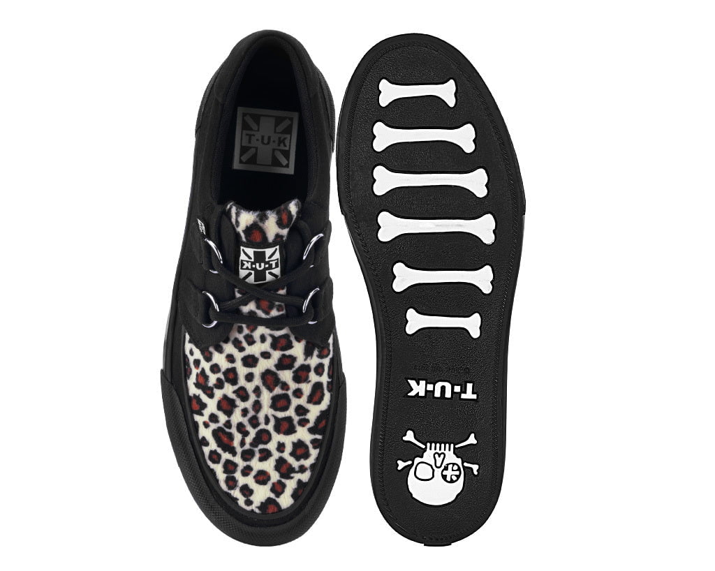 T.U.K. Shoes A3444 Black & Leopard Canvas Platform Creeper Sneaker