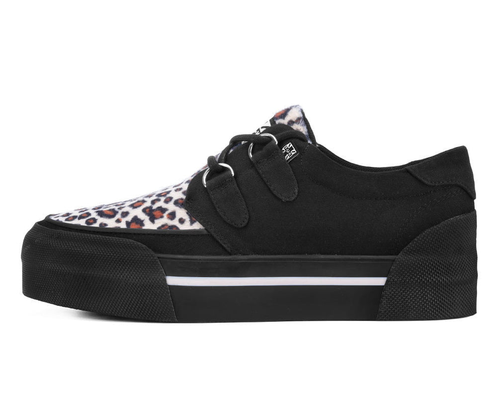 T.U.K. Shoes A3444 Black & Leopard Canvas Platform Creeper Sneaker