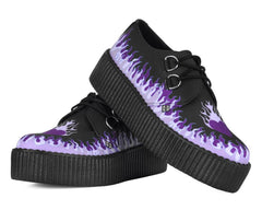 T.U.K. Shoes V3409 Black & Purple Flaming Heart Viva Mondo Creeper