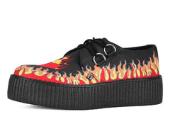 T.U.K. Shoes V3408 Black & Red Flaming Heart Viva Mondo Creeper