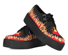 T.U.K. Shoes V3408 Black & Red Flaming Heart Viva Mondo Creeper