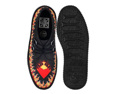 T.U.K. Shoes V3408 Black & Red Flaming Heart Viva Mondo Creeper