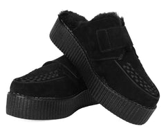 T.U.K. Shoes V3235L Black Suede Wool Creeper Mule