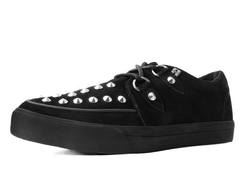 T.U.K. Shoes A3152 Black Suede Studded D-Ring Sneaker