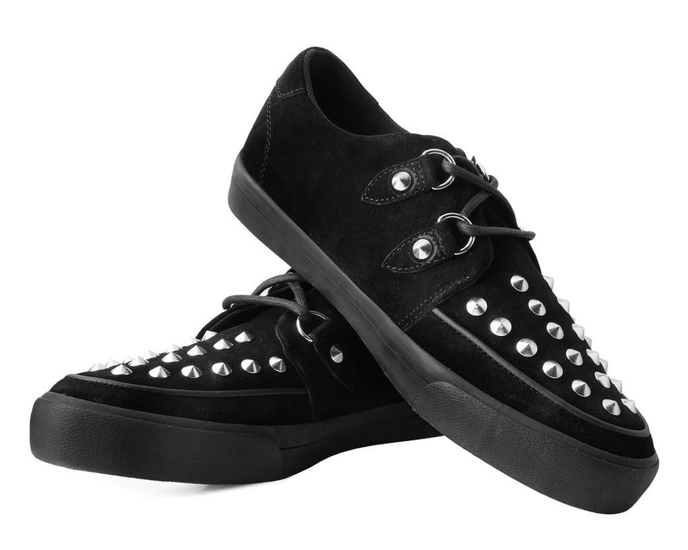 T.U.K. Shoes A3152 Black Suede Studded D-Ring Sneaker