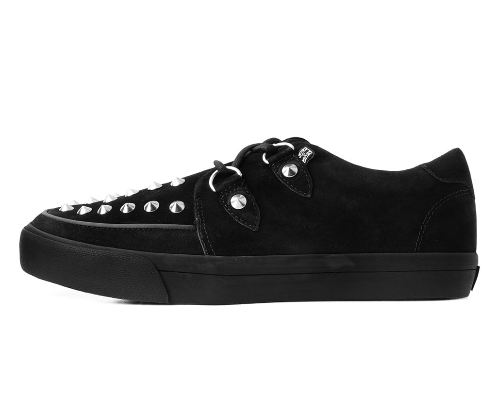T.U.K. Shoes A3152 Black Suede Studded D-Ring Sneaker