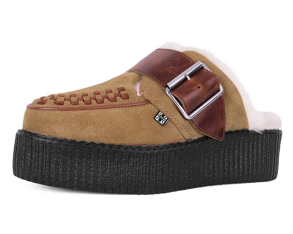 T.U.K. Shoes V3236L Brown Suede Wool Creeper Mule