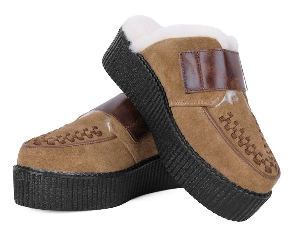 T.U.K. Shoes V3236L Brown Suede Wool Creeper Mule