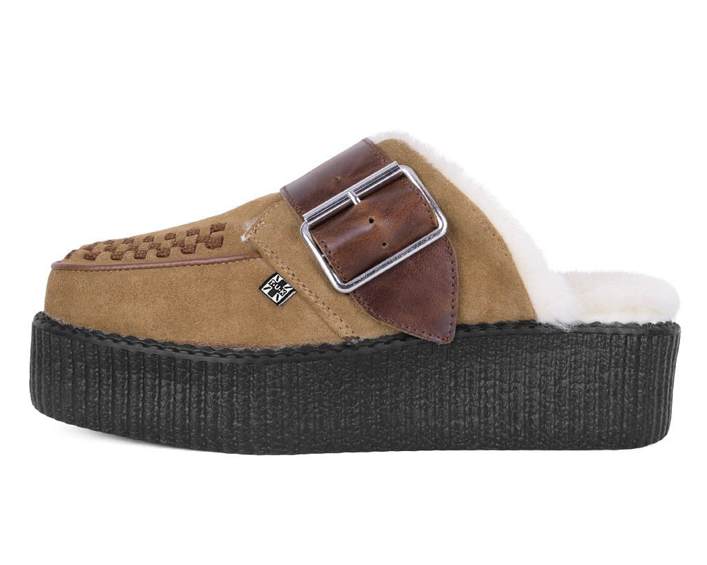 T.U.K. Shoes V3236L Brown Suede Wool Creeper Mule