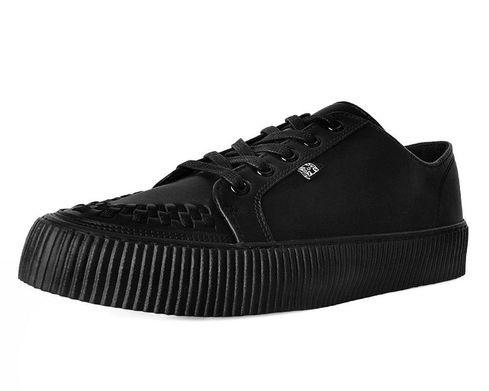 T.U.K. Shoes A3314 Black Leather Lace-Up Creeper Sneaker