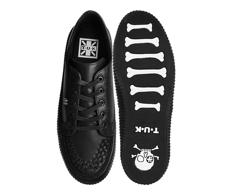 T.U.K. Shoes A3314 Black Leather Lace-Up Creeper Sneaker