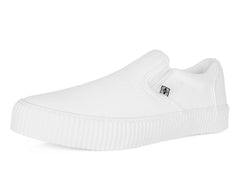 T.U.K. Shoes A3224 White Twill Slip-On Creeper Sneaker