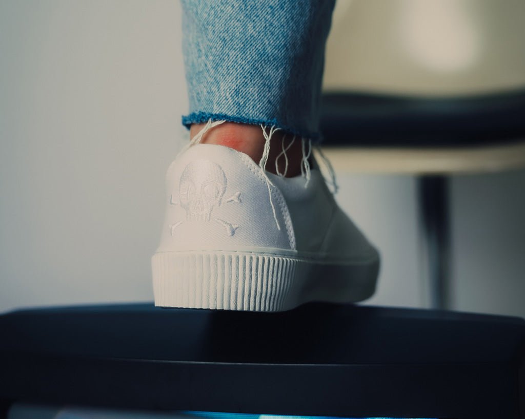 T.U.K. Shoes A3224 White Twill Slip-On Creeper Sneaker