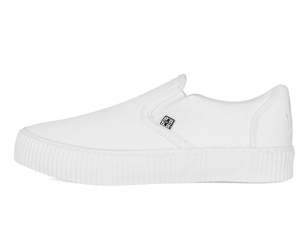 T.U.K. Shoes A3224 White Twill Slip-On Creeper Sneaker