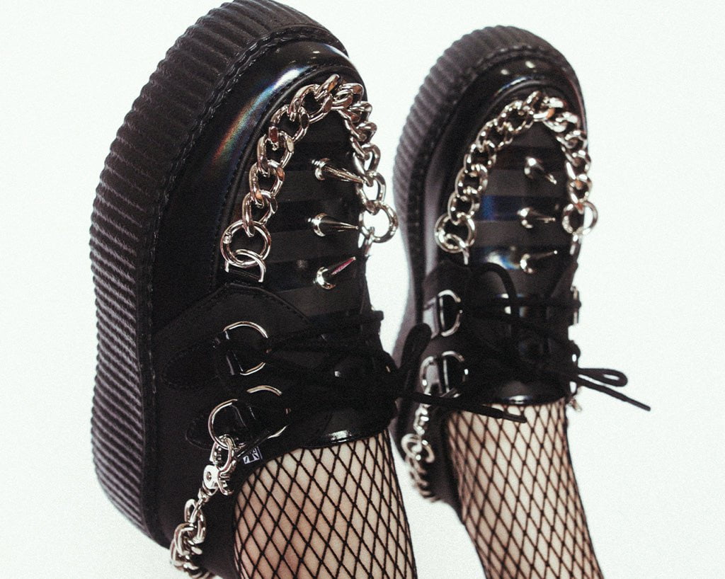 T.U.K. Shoes V3266 Black Haze Spike & Chain Viva Mondo Creeper