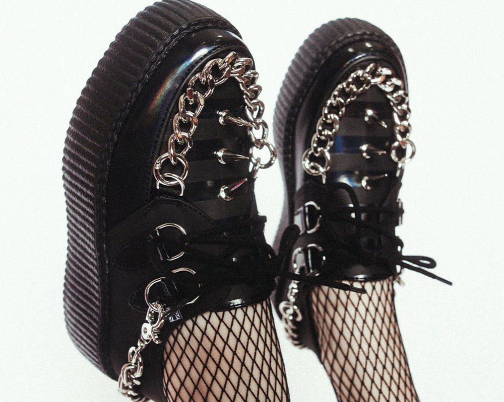 T.U.K. Shoes V3266 Black Haze Spike & Chain Viva Mondo Creeper