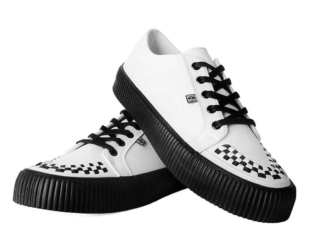 T.U.K. Shoes A3315 White Leather Lace-Up Creeper Sneaker