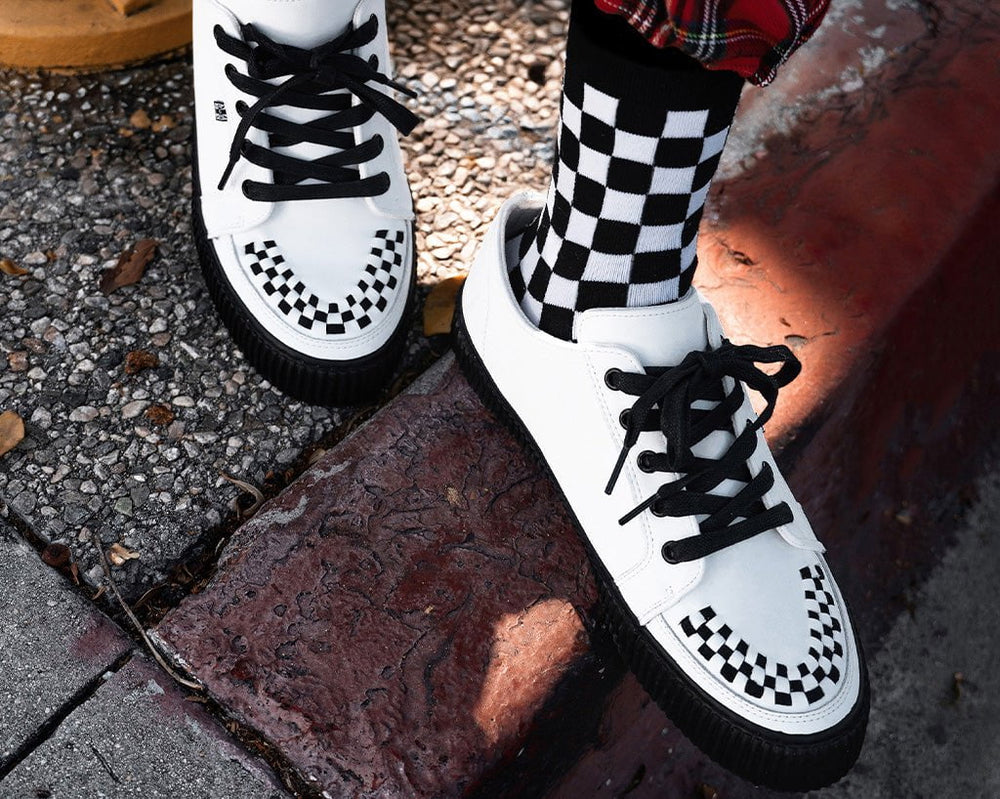 T.U.K. Shoes A3315 White Leather Lace-Up Creeper Sneaker