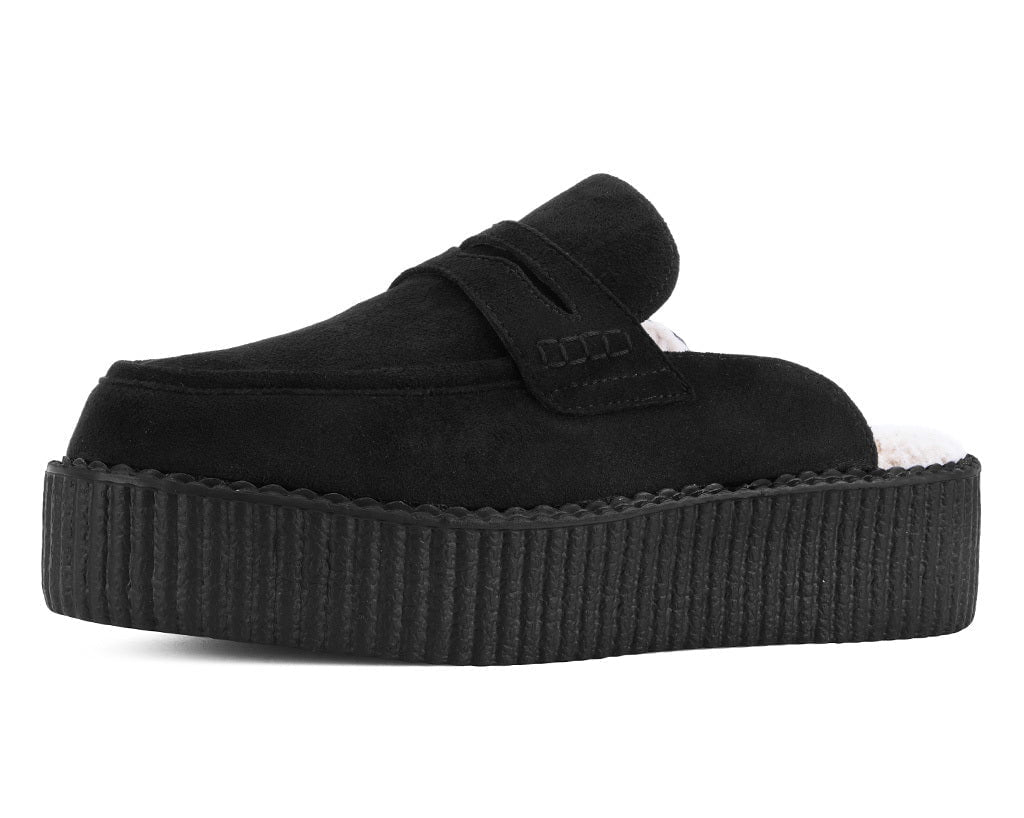 T.U.K. Shoes V3442 Black Plush Lined Creeper Mule