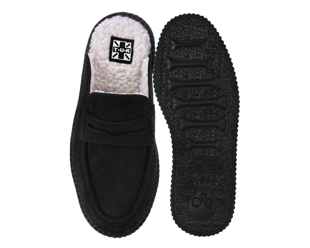 T.U.K. Shoes V3442 Black Plush Lined Creeper Mule