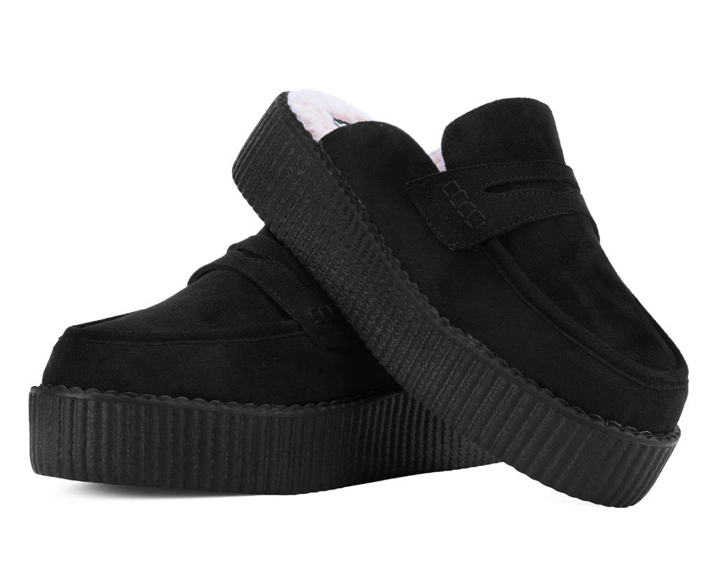 T.U.K. Shoes V3442 Black Plush Lined Creeper Mule