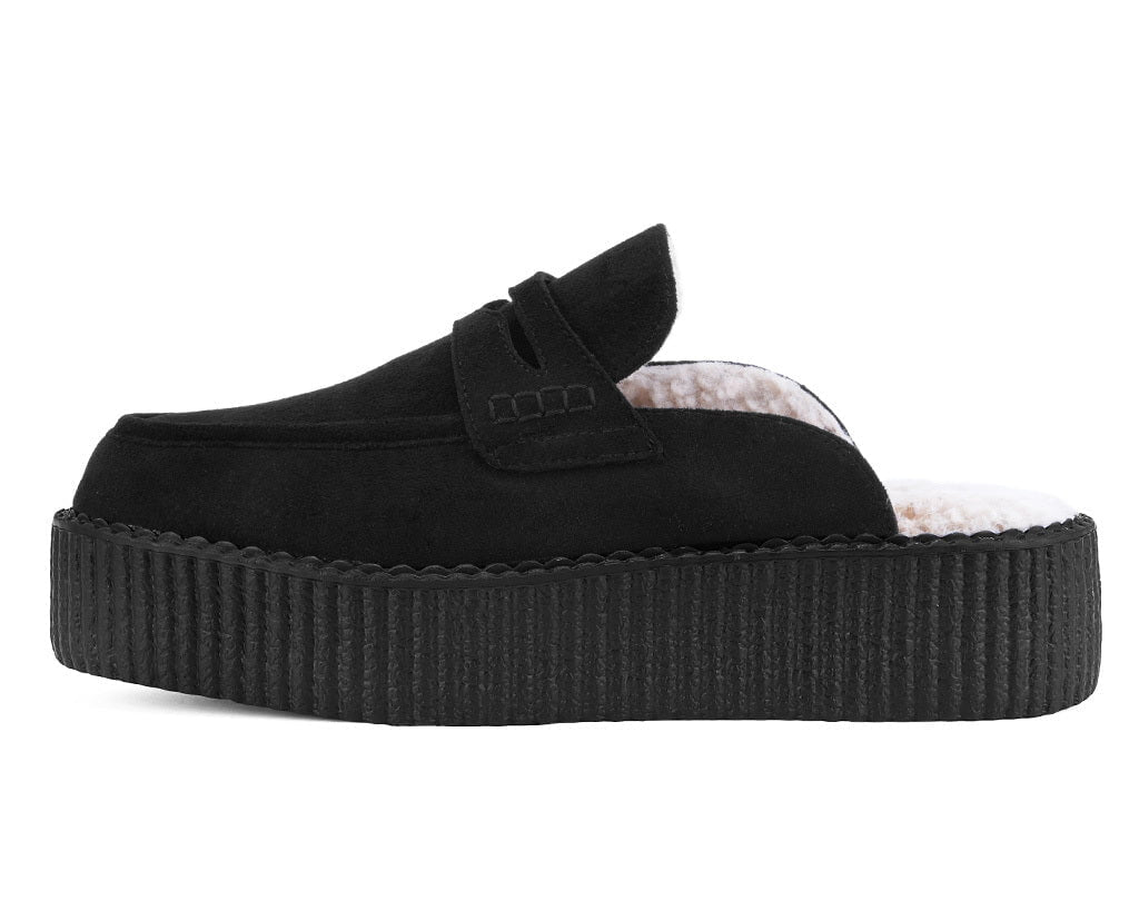 T.U.K. Shoes V3442 Black Plush Lined Creeper Mule