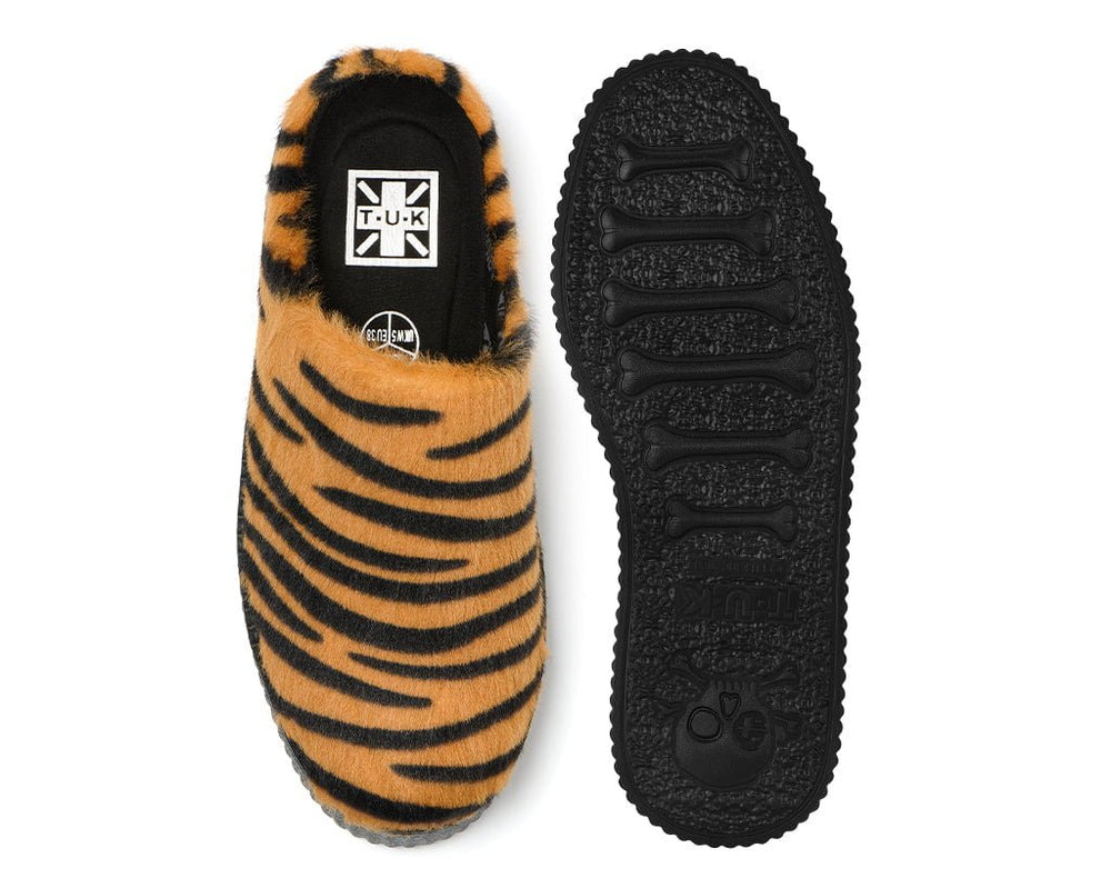 T.U.K. Shoes V3446L Tiger Stripe Faux Fur Creeper Mule