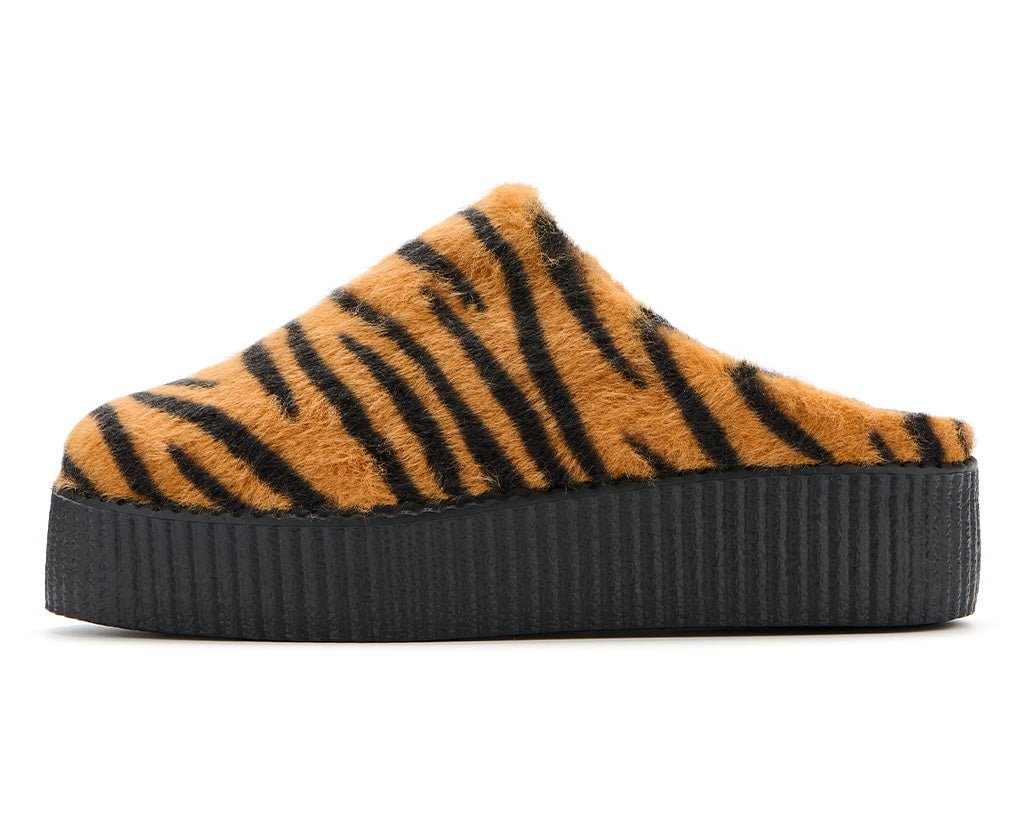 T.U.K. Shoes V3446L Tiger Stripe Faux Fur Creeper Mule