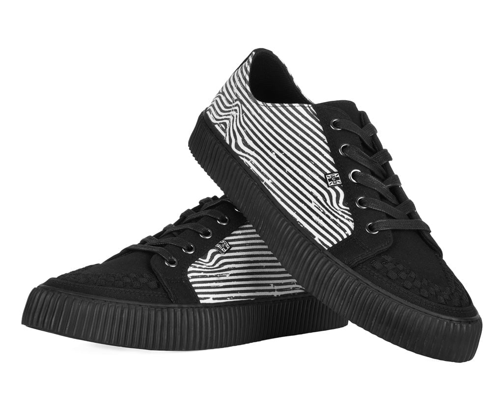 T.U.K. Shoes A3404 Black & White Canvas Lace-Up Creeper Sneaker