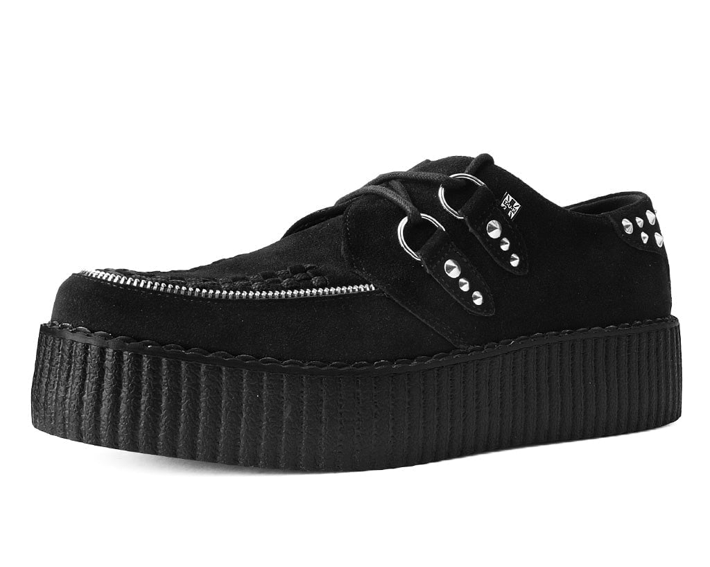 T.U.K. Shoes V3075 Black Suede Zipper Studded Mondo Creeper