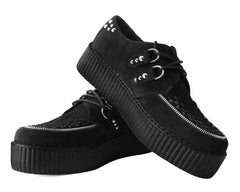 T.U.K. Shoes V3075 Black Suede Zipper Studded Mondo Creeper