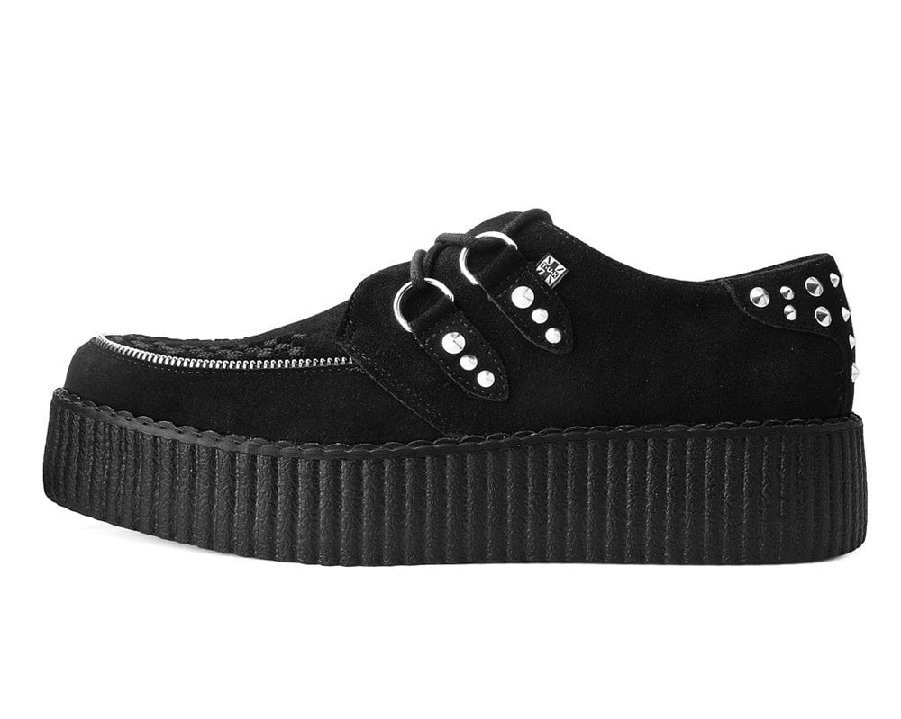 T.U.K. Shoes V3075 Black Suede Zipper Studded Mondo Creeper