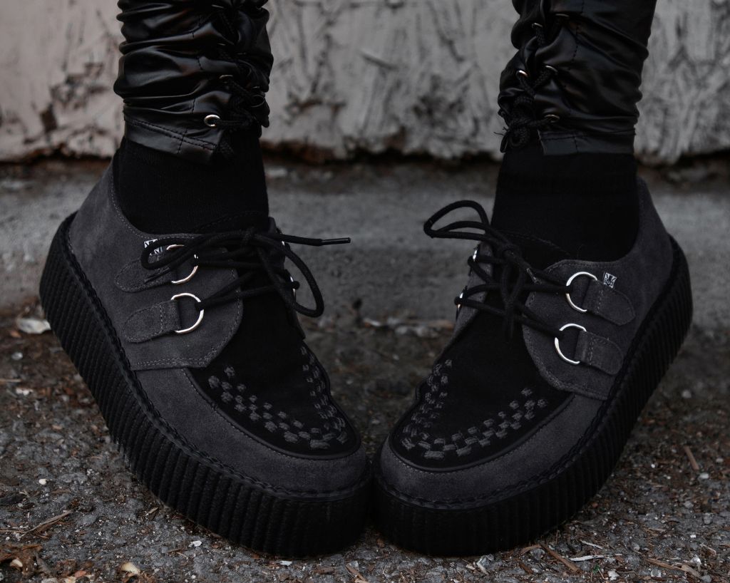 T.U.K. Shoes V3339 Grey & Black Suede Viva Mondo Creeper