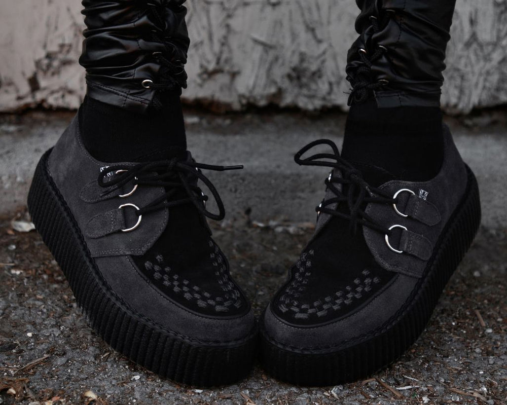 T.U.K. Shoes V3339 Grey & Black Suede Viva Mondo Creeper