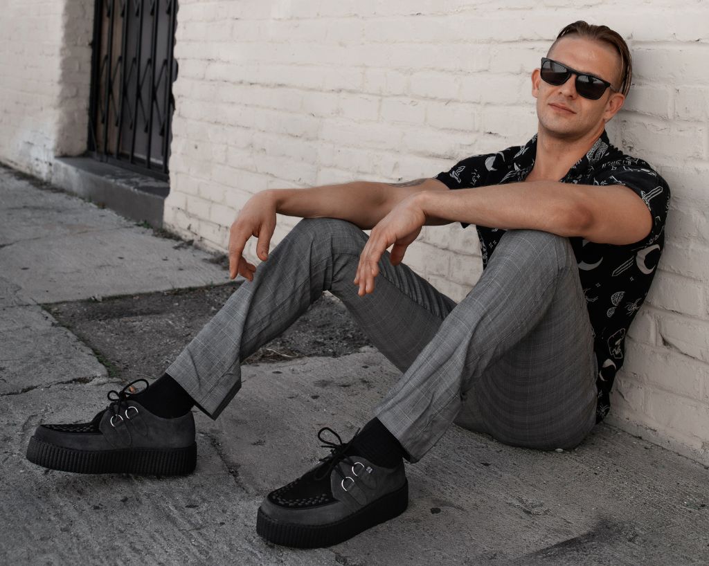 T.U.K. Shoes V3339 Grey & Black Suede Viva Mondo Creeper