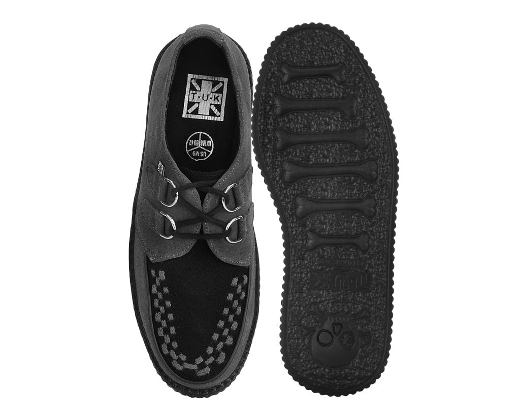 T.U.K. Shoes V3339 Grey & Black Suede Viva Mondo Creeper