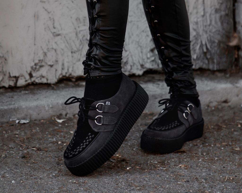 T.U.K. Shoes V3339 Grey & Black Suede Viva Mondo Creeper