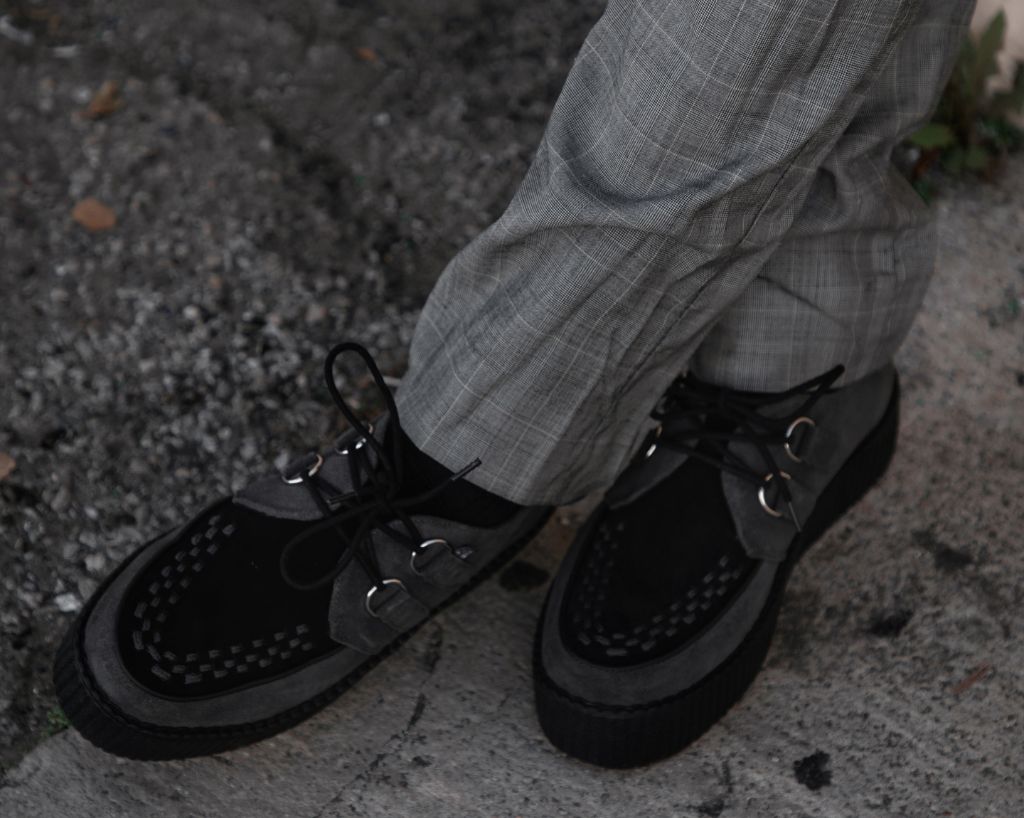 T.U.K. Shoes V3339 Grey & Black Suede Viva Mondo Creeper