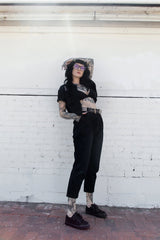 T.U.K. Shoes A3428 Black Twill  Spiked  Lace Up Sneaker